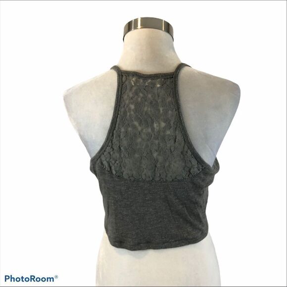 A&F Cropped Grey Tank Top With Lace‎ Back Medium - Picture 5 of 10